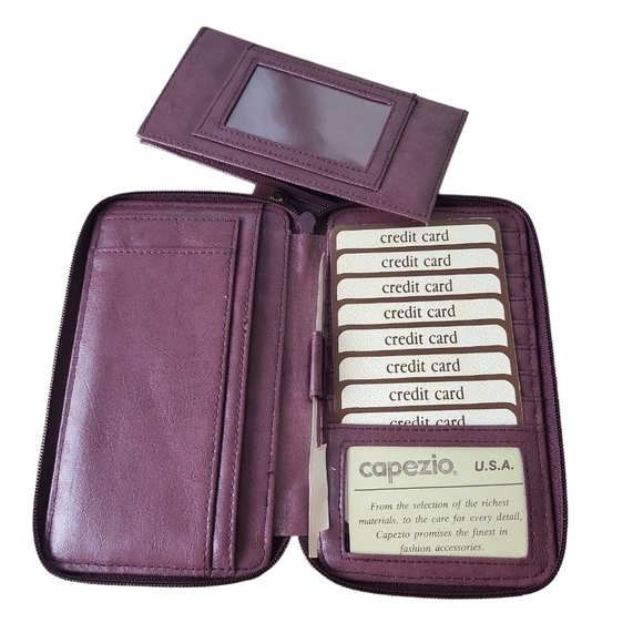 Capezio 1887 Burgundy Zip Around Wallet - Picture 3 of 6